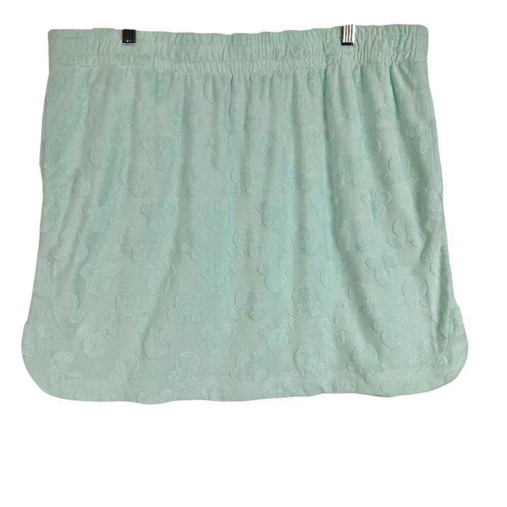Mickey Mouse Disney Mint Green Embossed Pattern Elastic Waist Pull-On Skirt Sz L